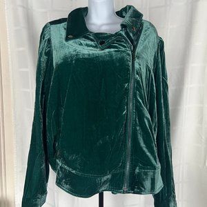Green Velvet Moto Jacket